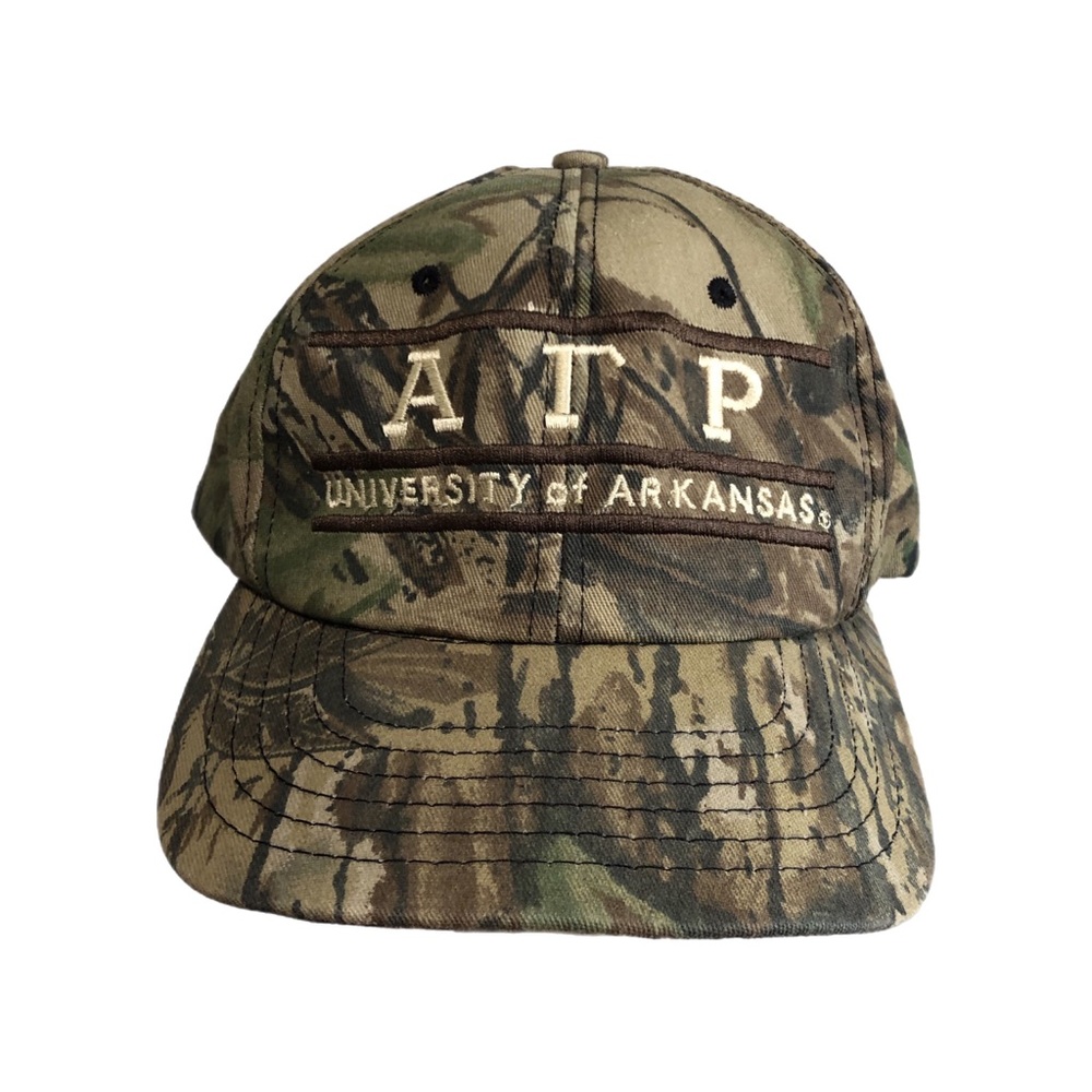 Vtg 90s Alpha Gamma Phi University of Arkansas Camo Snapback